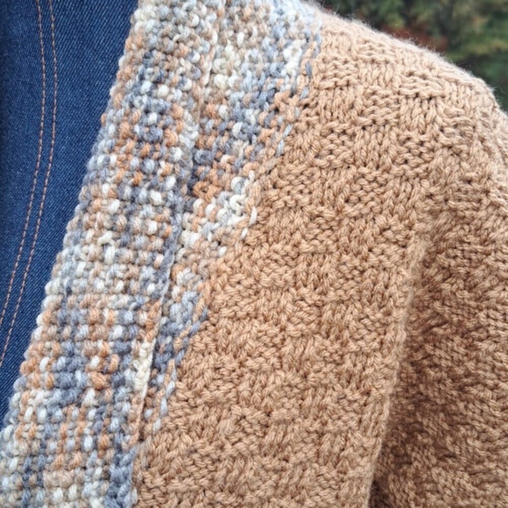 Hand Crafted Chunky Knit Cropped Sweater Brown Kimono Cardigan Boho Chic - Picture 12 of 12
